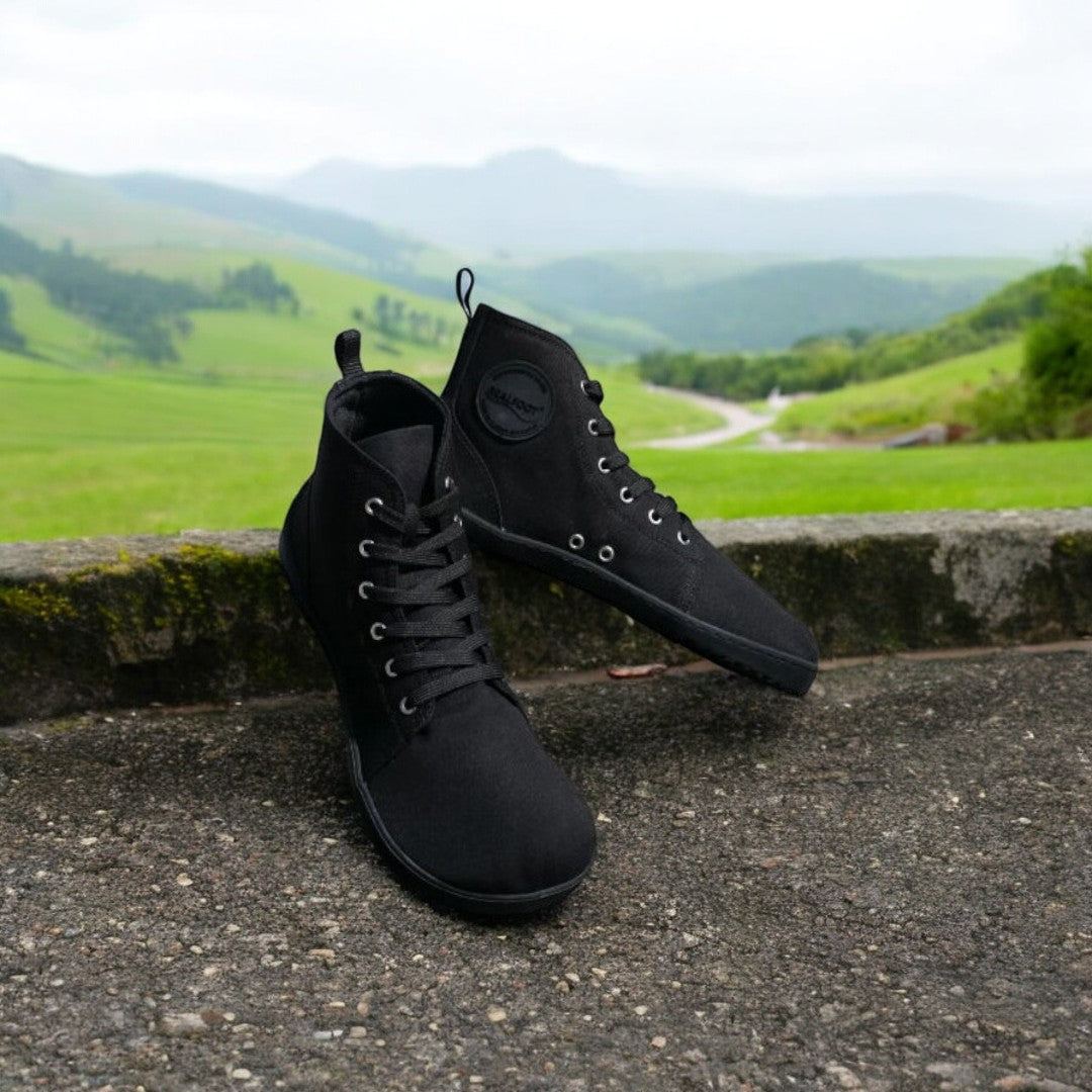 Hand Sewn RealFoot Canva High-Top Sneakers – Natural Comfort and Everyday Style 👟 - Ravello Barefoot Shoes