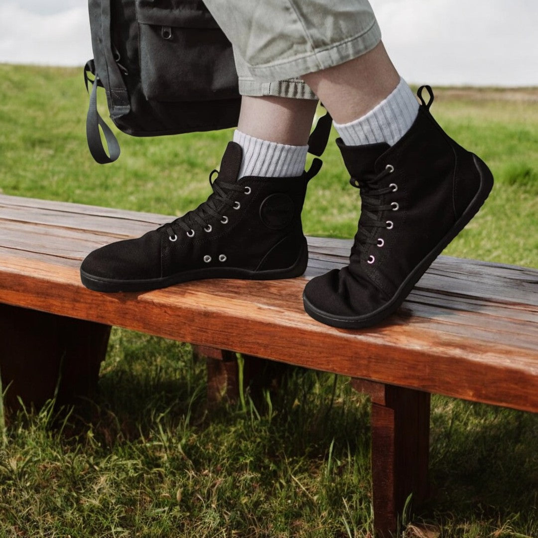 Hand Sewn RealFoot Canva High-Top Sneakers – Natural Comfort and Everyday Style 👟 - Ravello Barefoot Shoes