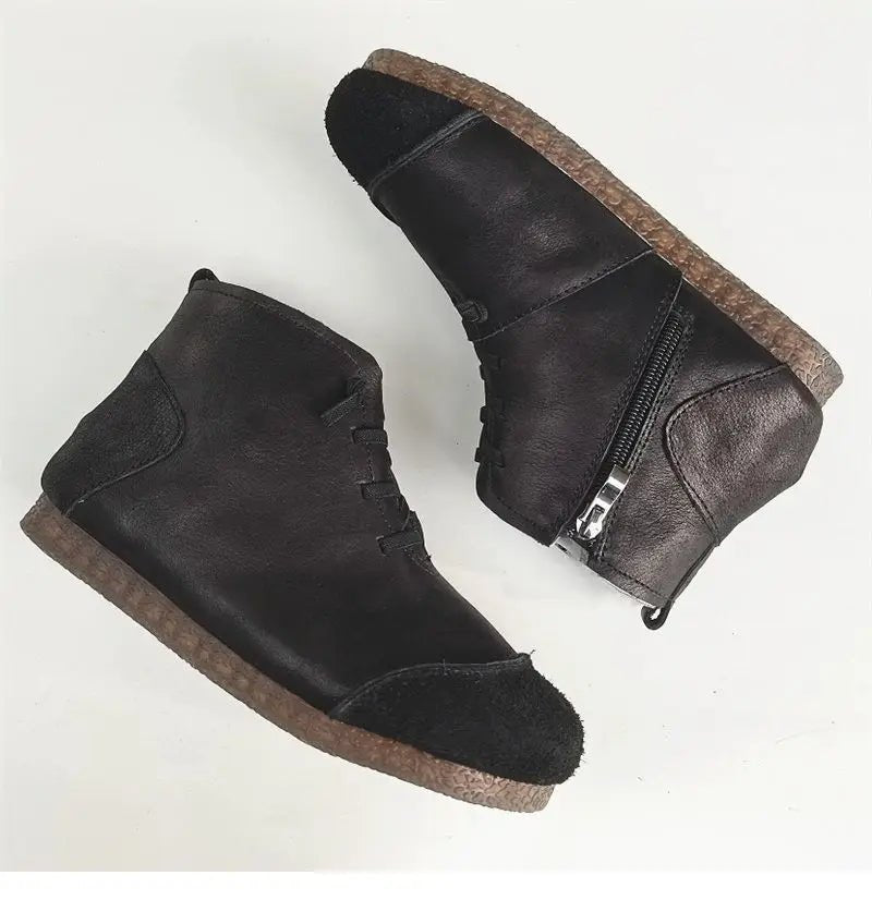 Luxury Genuine Leather Wool - Lined Women's Snow Boots - Thickened Warm, Lightweight High Top Boots - Ravello Barefoot Shoes