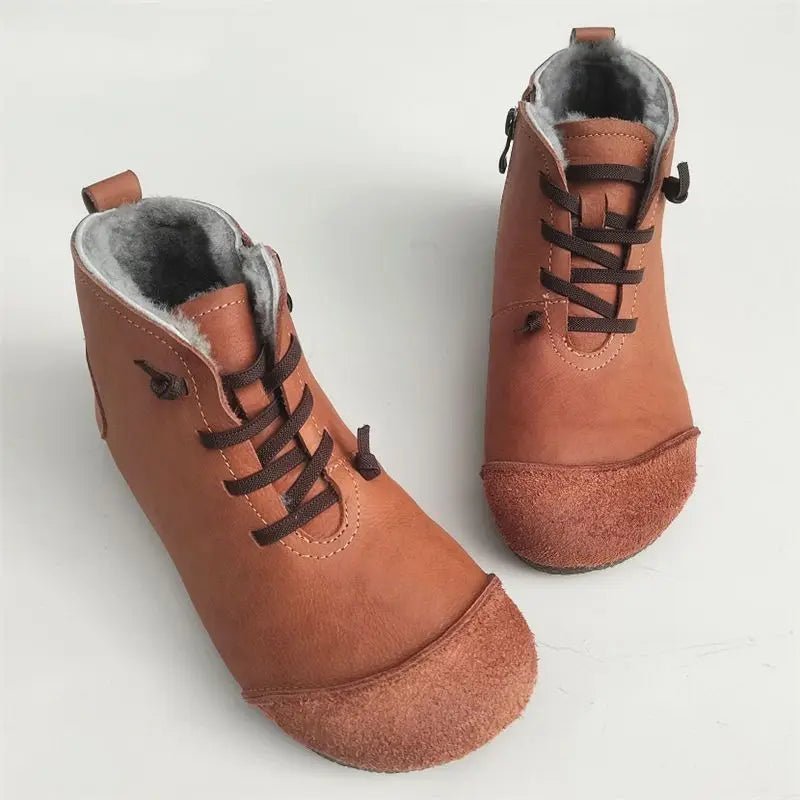 Luxury Genuine Leather Wool - Lined Women's Snow Boots - Thickened Warm, Lightweight High Top Boots - Ravello Barefoot Shoes