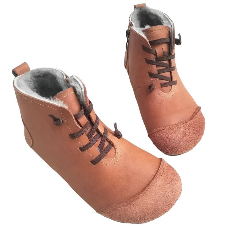 Luxury Genuine Leather Wool - Lined Women's Snow Boots - Thickened Warm, Lightweight High Top Boots - Ravello Barefoot Shoes