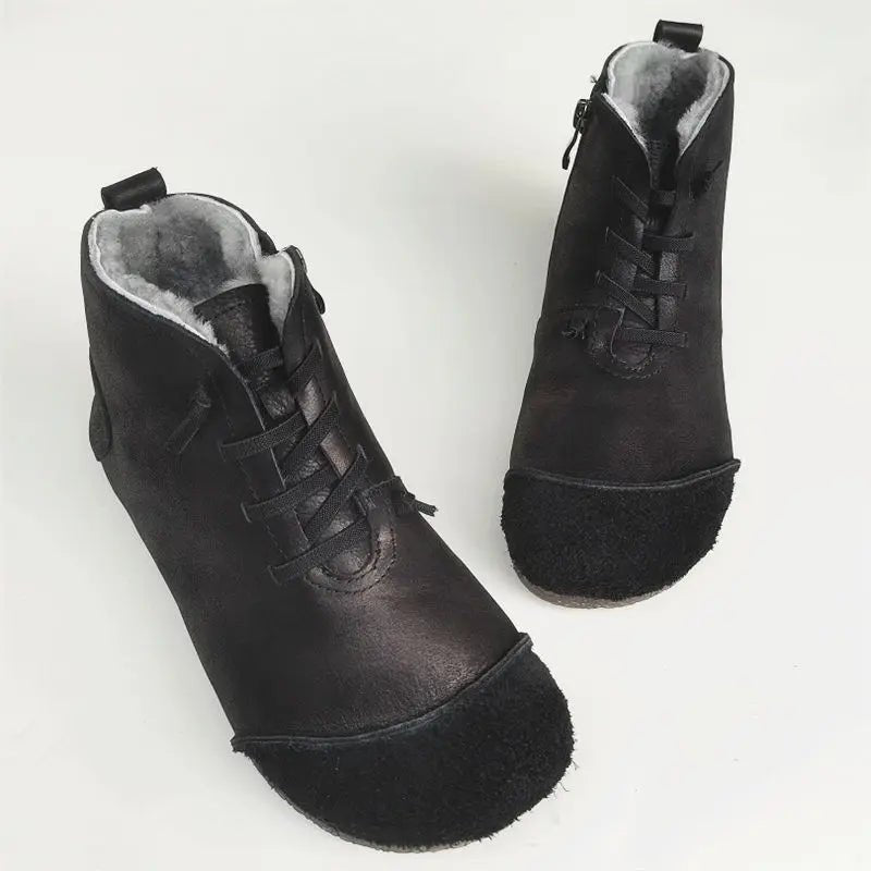 Luxury Genuine Leather Wool - Lined Women's Snow Boots - Thickened Warm, Lightweight High Top Boots - Ravello Barefoot Shoes