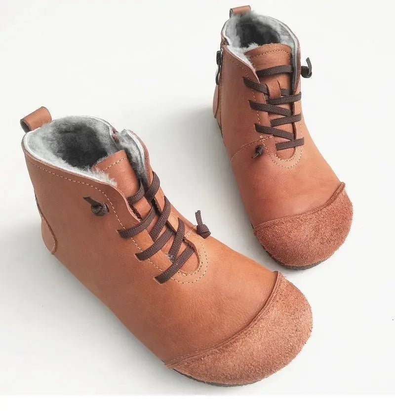 Luxury Genuine Leather Wool - Lined Women's Snow Boots - Thickened Warm, Lightweight High Top Boots - Ravello Barefoot Shoes