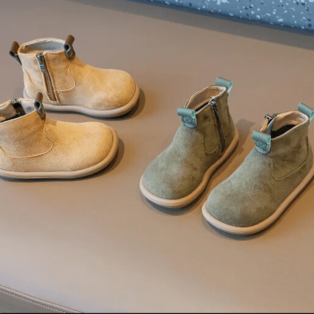 Ravello Kids Oxford Suede Boots - Anti - Slip Plush Ankle Boots for Autumn and Winter - Ravello Barefoot Shoes