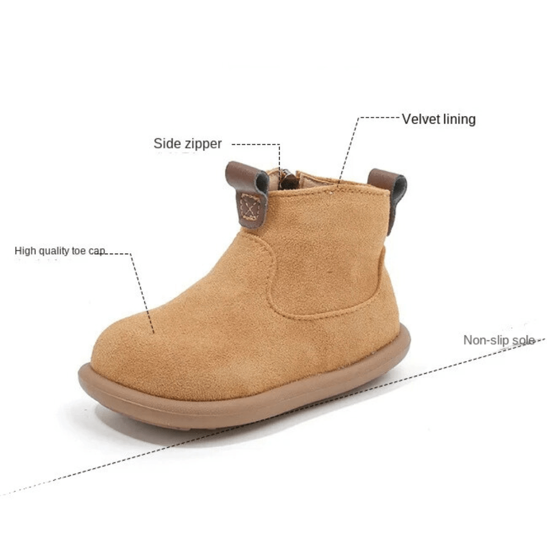 Ravello Kids Oxford Suede Boots - Anti - Slip Plush Ankle Boots for Autumn and Winter - Ravello Barefoot Shoes