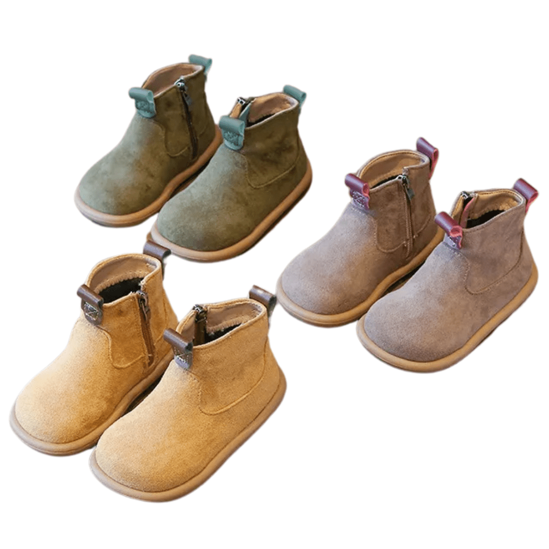 Ravello Kids Oxford Suede Boots - Anti - Slip Plush Ankle Boots for Autumn and Winter - Ravello Barefoot Shoes