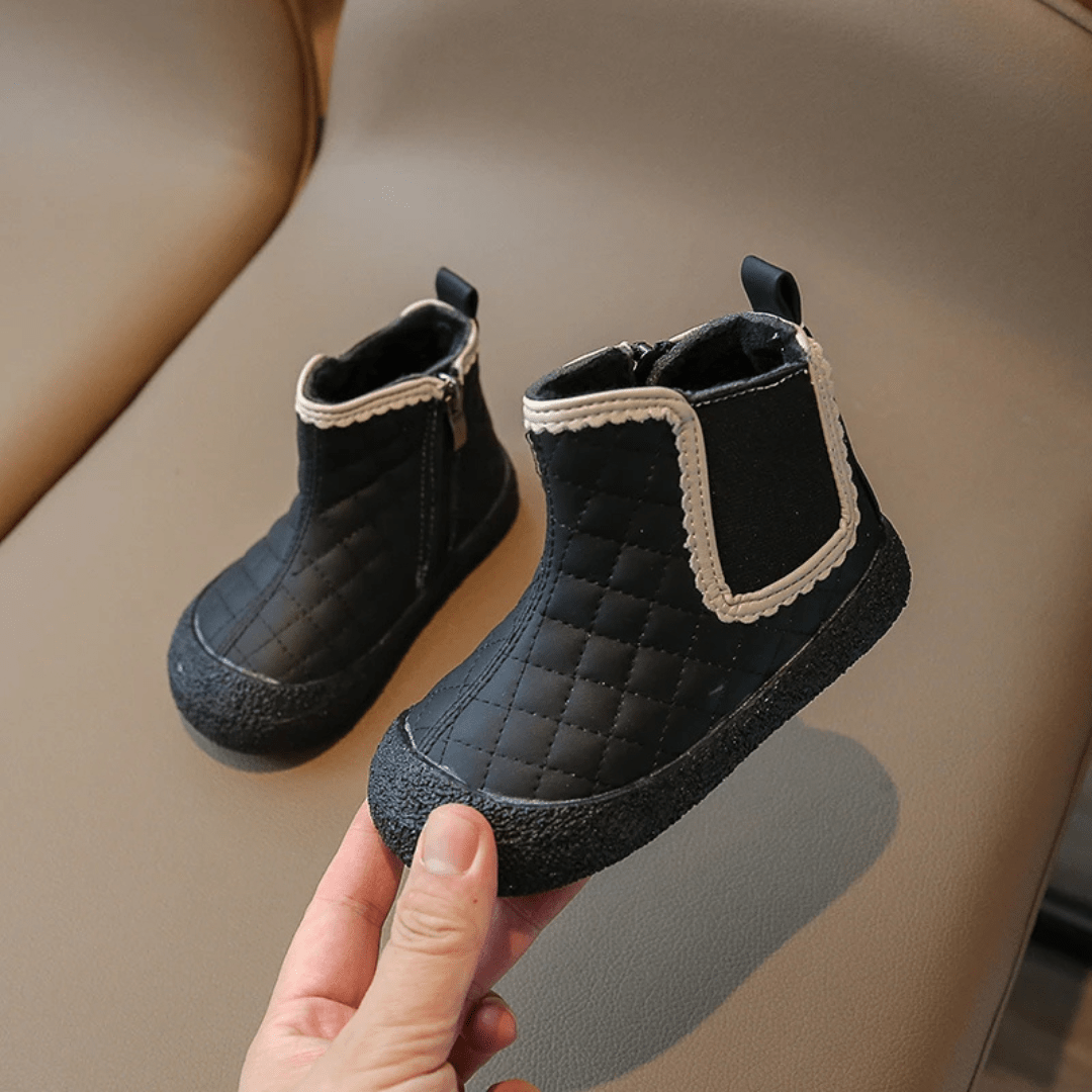 Ravello Kids Waterproof Leather Boots - Non - Slip, Windproof Plush Ankle Boots for Girls - Ravello Barefoot Shoes