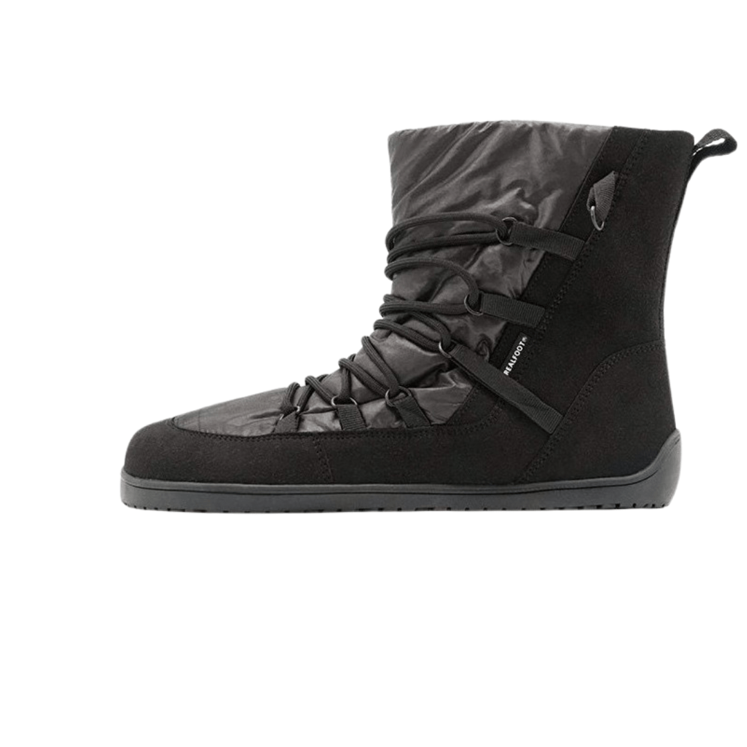 RealFoot Vegan Blizzard All Black Winter Snow Boots – Ultimate Warmth and Style - Ravello Barefoot Shoes