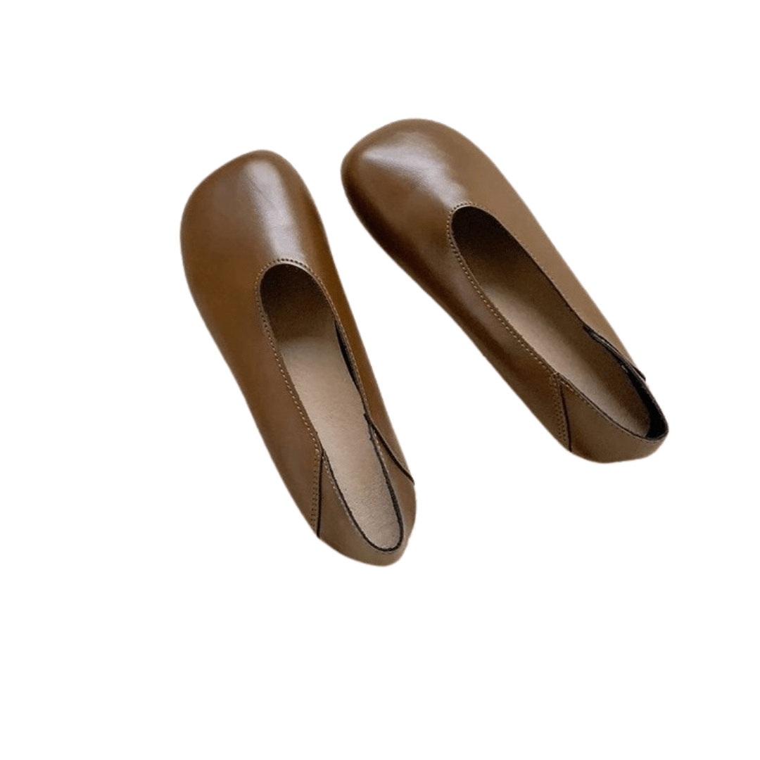 Smile Circle Leather Ballet Flats - Simple and Comfortable Round Toe Shoes for Women - Ravello Barefoot Shoes