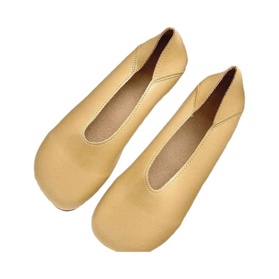 Smile Circle Leather Ballet Flats - Simple and Comfortable Round Toe Shoes for Women - Ravello Barefoot Shoes