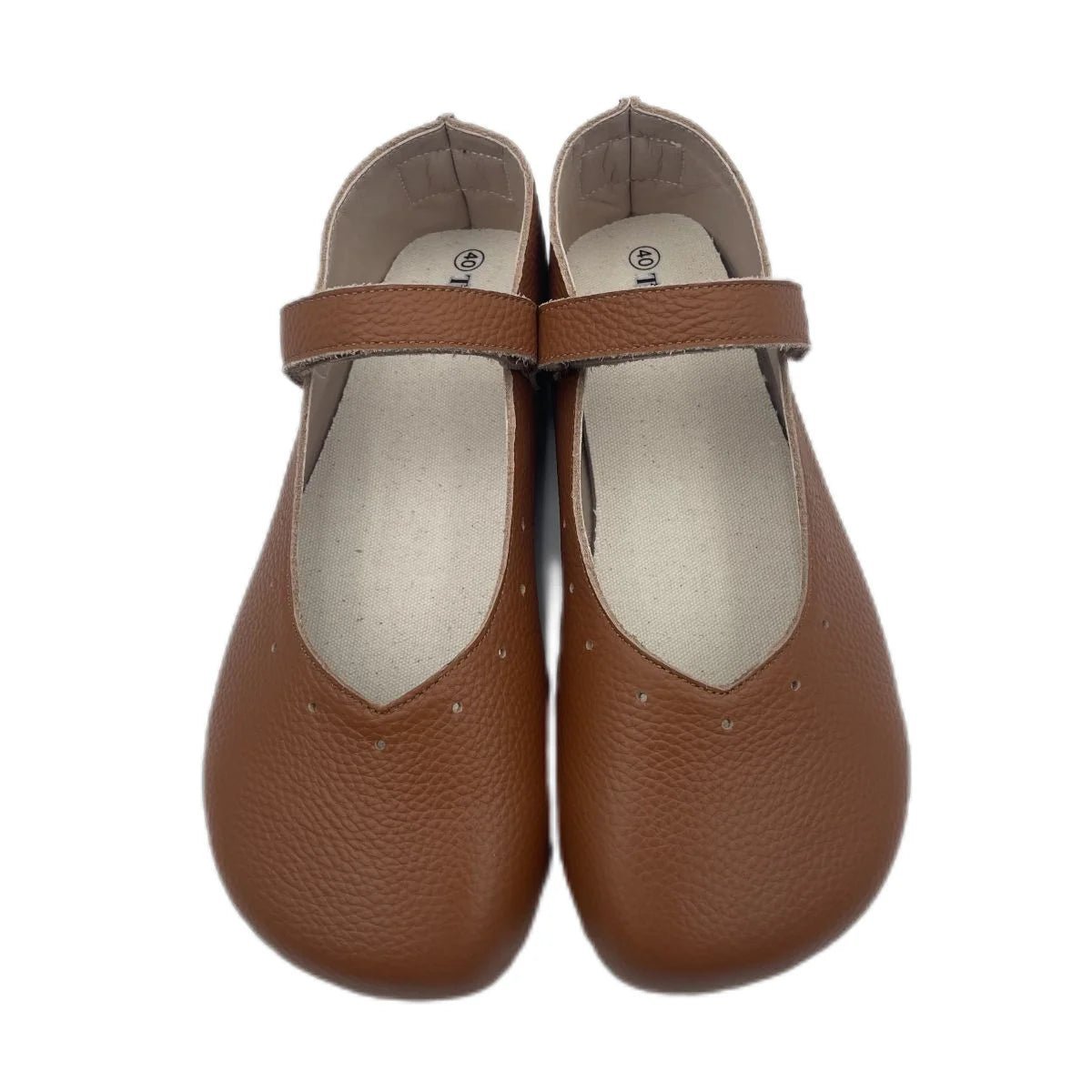 Tipsietoes Barefoot Genuine Leather Ballerina Mary Jean Women with Flat Soft Sole Zero Drop Wider Toes Box - Ravello Barefoot Shoes