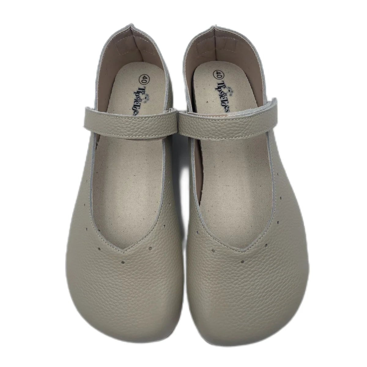 Tipsietoes Barefoot Genuine Leather Ballerina Mary Jean Women with Flat Soft Sole Zero Drop Wider Toes Box - Ravello Barefoot Shoes