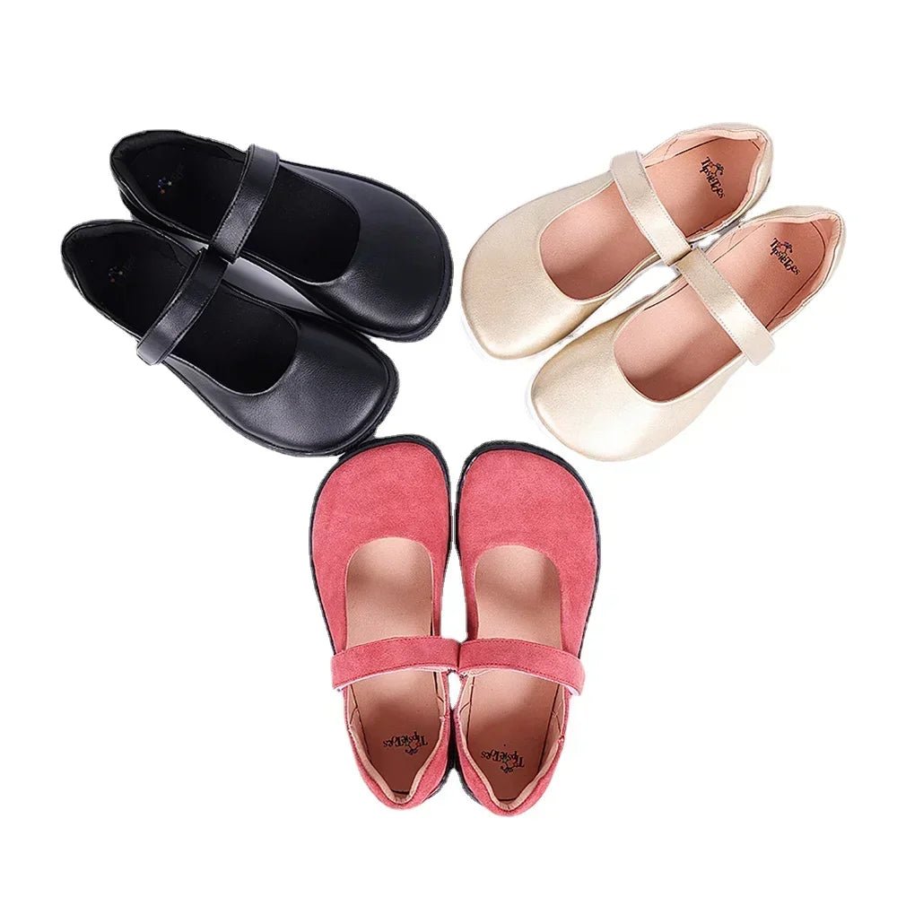 Tipsietoes Barefoot Leather Ballerinas - Zero Drop, Wide Toe Box, Lightweight Flats for Women - Ravello Barefoot Shoes