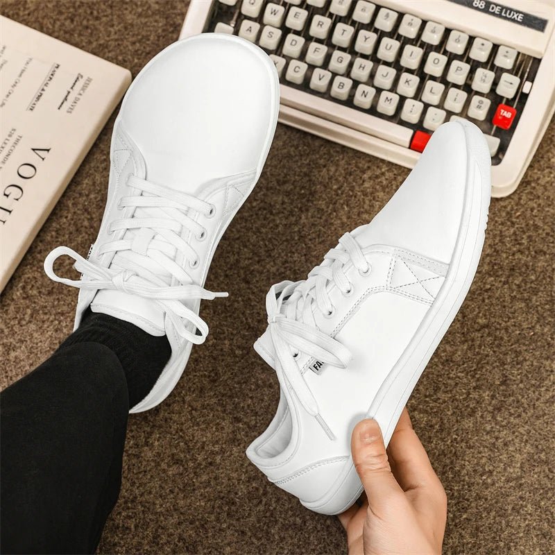 Zero Drop Wide Fit Leather Sneakers - Ravello Barefoot Shoes